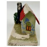 Vintage Christmas Ornaments & Snowy Cottage Figurine
