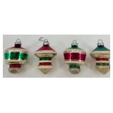 Vintage Shiny Brite UFO Glass Christmas Ornaments Set of 4