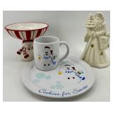 Disney Store Snowman Cookies For Santa Plate & Mug Set