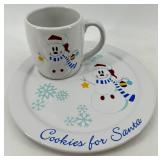 Disney Store Snowman Cookies For Santa Plate & Mug Set