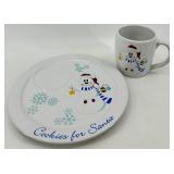 Disney Store Snowman Cookies For Santa Plate & Mug Set