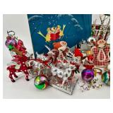 Christmas Ornaments Lot: Ravensburger Puzzle, Metal Reindeer & Snowmen