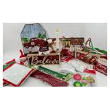 Holiday Decor Lot: Be Here Signs, Merry & Bright, Farm Fresh Trees & More