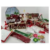 Holiday Decor Lot: Be Here Signs, Merry & Bright, Farm Fresh Trees & More