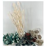 Green Wire String Lights With Clear Diamond Bulbs & Woven Sphere Decor Set