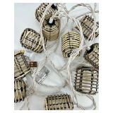 Green Wire String Lights With Clear Diamond Bulbs & Woven Sphere Decor Set