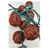 Green Wire String Lights With Clear Diamond Bulbs & Woven Sphere Decor Set