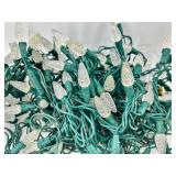 Green Wire String Lights With Clear Diamond Bulbs & Woven Sphere Decor Set