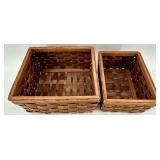 Two Woven Baskets & Christmas Decor Lot