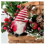 Two Woven Baskets & Christmas Decor Lot