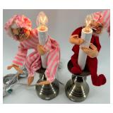 Candlestick Lamps & Vintage Plush Dolls Set of 2