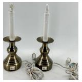 Candlestick Lamps & Vintage Plush Dolls Set of 2