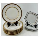 Bernardaud Limoges Prince Noir Dinner Plates & Octagonal Side Plates