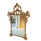 Large Vintage Ornate Gold Gilt Wall Mirror with Floral Detailing