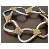 Mexican Sterling Silver and Brass Link Bracelet