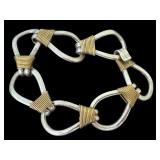 Mexican Sterling Silver and Brass Link Bracelet