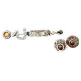 UL - Patricia Locke Brooch and Earrings Set with Multicolor Stones