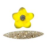 UL - Alexis Bittar Handcarved Brooch Set: Yellow Floral and Rhinestone