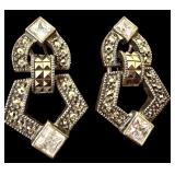 UP - Collection of Sterling Silver and Marcasite Jewelry Brooches and Earrings