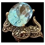 UP - Collection of Sterling Silver and Marcasite Jewelry Brooches and Earrings