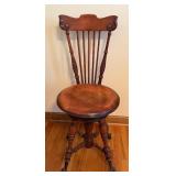 UL - Vintage Wooden Swivel Piano Stool  Chair with Claw Feet