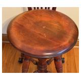 UL - Vintage Wooden Swivel Piano Stool  Chair with Claw Feet