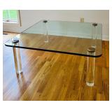 FR - Modern Glass Coffee Table with Acrylic Legs