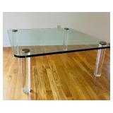 FR - Modern Glass Coffee Table with Acrylic Legs
