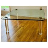 FR - Modern Glass Coffee Table with Acrylic Legs
