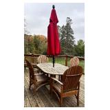 D - Kingsley-Bate Teak Outdoor Patio Set with 4 Chairs, Table and Umbrella