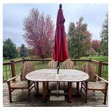 D - Kingsley-Bate Teak Outdoor Patio Set with 4 Chairs, Table and Umbrella
