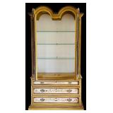 LR - Vintage Drexel Heritage Hand-Painted Display Hutch with Glass Shelves