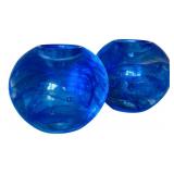 Pair of Kosta Boda Anna Ehrner Blue Moon Candle Holders