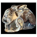 K - Vintage Baccarat Crystal Laying Bunny Figurine