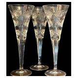 FR - Set of 3 Waterford Crystal Millennium Collection Happiness Champagne Flute