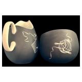 K - Vintage Johann Haviland "Papageno" Teapot / Coffee Pot and Cups Set