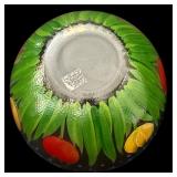 K - Large Hand-Painted Glass Bowl with Tulip Flower Design