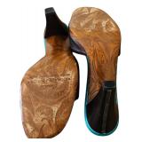 MBR - Donald J Pliner Couture Beaded Turquoise Heeled Sandals Size 7