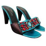 MBR - Donald J Pliner Couture Beaded Turquoise Heeled Sandals Size 7