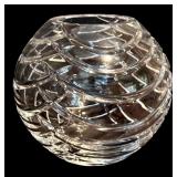 K - Pair of Cut Crystal Vases Including Spherical and Tall Diamond Cut Designs