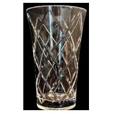 K - Pair of Cut Crystal Vases Including Spherical and Tall Diamond Cut Designs