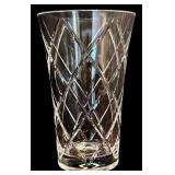 K - Pair of Cut Crystal Vases Including Spherical and Tall Diamond Cut Designs