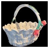 FR - Vintage Vietri Italy Ceramic Basket with Tulip Handle