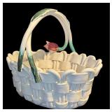 FR - Vintage Vietri Italy Ceramic Basket with Tulip Handle