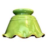 LR - Large Green Crate & Barrel Bowl with Ruffled Edge, 12 Inch