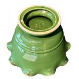 LR - Large Green Crate & Barrel Bowl with Ruffled Edge, 12 Inch