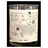 FR - Set of 6 Vintage Bill Davey Tennis Cartoon Glasses