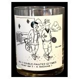 FR - Set of 6 Vintage Bill Davey Tennis Cartoon Glasses