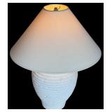 FR - Textured White Ceramic Table Lamp with Shade