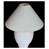 FR - Textured White Ceramic Table Lamp with Shade